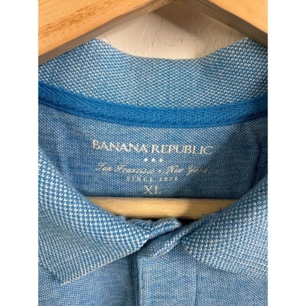 Banana Republic Size XL Men's Polo Golf‎ Shirt Blue Short Sleeve 100% Cotton